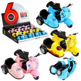 Motor Skuter Retro z Wózkiem Bocznym Napęd Światła Dźwięki 1:14