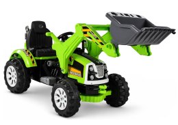 Traktor Koparko-Ładowarka Na Akumulator Dla Dzieci Z Ruchomą Łyżką Zielona