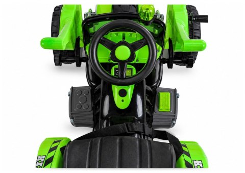 Traktor Koparko-Ładowarka Na Akumulator Dla Dzieci Z Ruchomą Łyżką Zielona