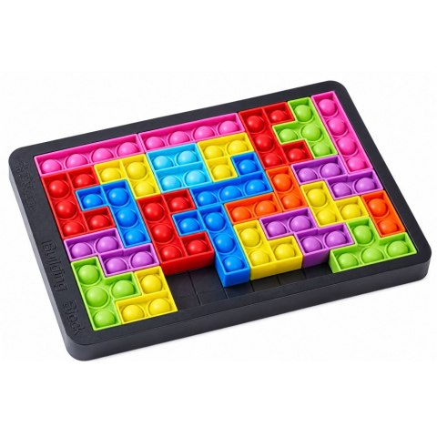 Gra Tetris Pop-It Układanka Puzzle 3w1 Sensoryczna Kolorowa 27el