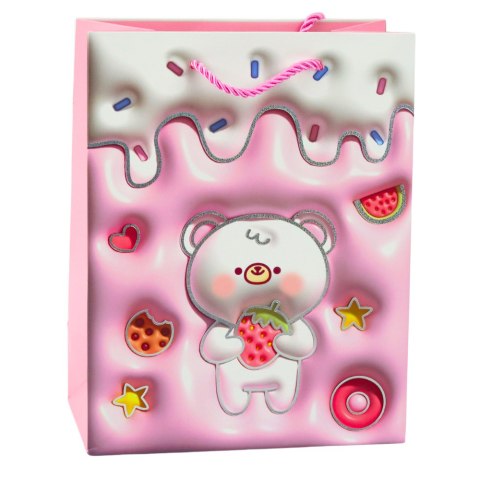 Torba Prezentowa Papierowa Miś Pastelowe Kolory 23 x 18 x 10,5 cm