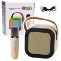 Zestaw Karaoke Głośnik Mikrofon Bezprzewodowy K12 RGB Bluetooth Beżowy
