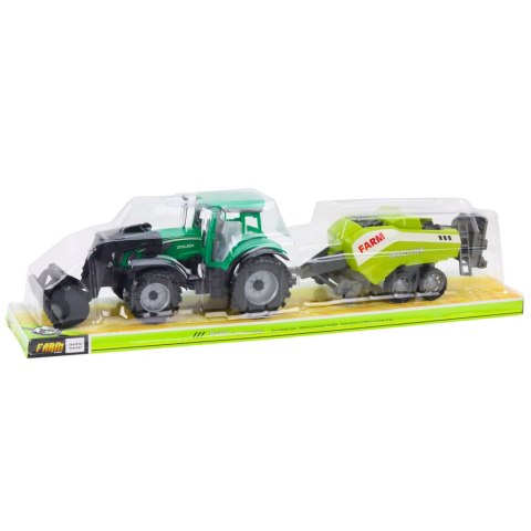 Zestaw Traktor Z Ładowaczem i Prasą Rolniczą Zielony