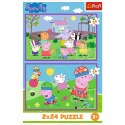 Puzzle - 2x24 - Peppa na placu zabaw - Świnka Peppa - Trefl 34435