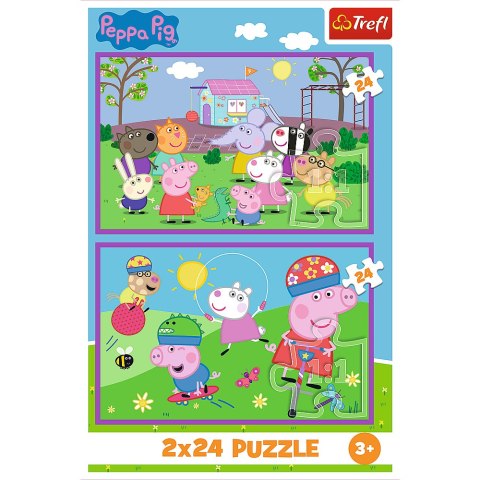 Puzzle - 2x24 - Peppa na placu zabaw - Świnka Peppa - Trefl 34435