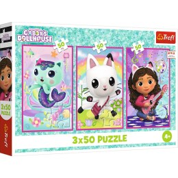 Puzzle - 3x50 - Poznajcie Gabby i kotki - Koci Domek Gabi - Trefl 34876