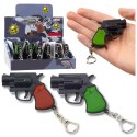 Mini Pistolet Rewolwer Brelok Gadżet Światło LED Laser 6,5 cm