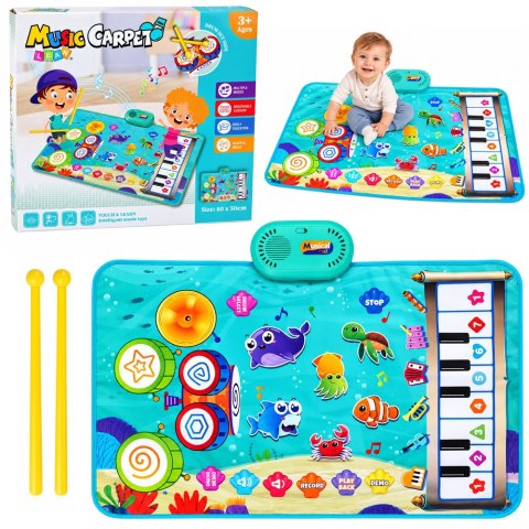 Mata Muzyczna Edukacyjna 2w1 Podwodny Świat Dźwięki Instrumentów 80x50 cm
