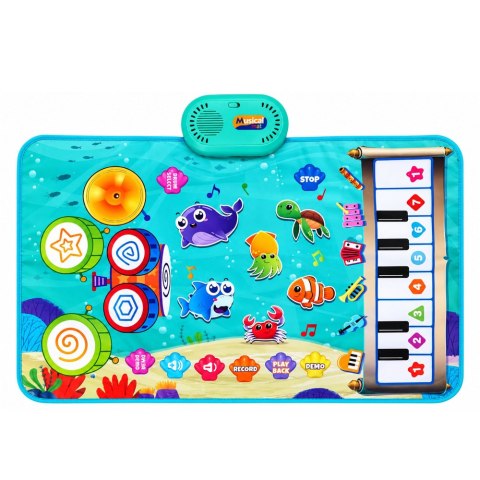 Mata Muzyczna Edukacyjna 2w1 Podwodny Świat Dźwięki Instrumentów 80x50 cm